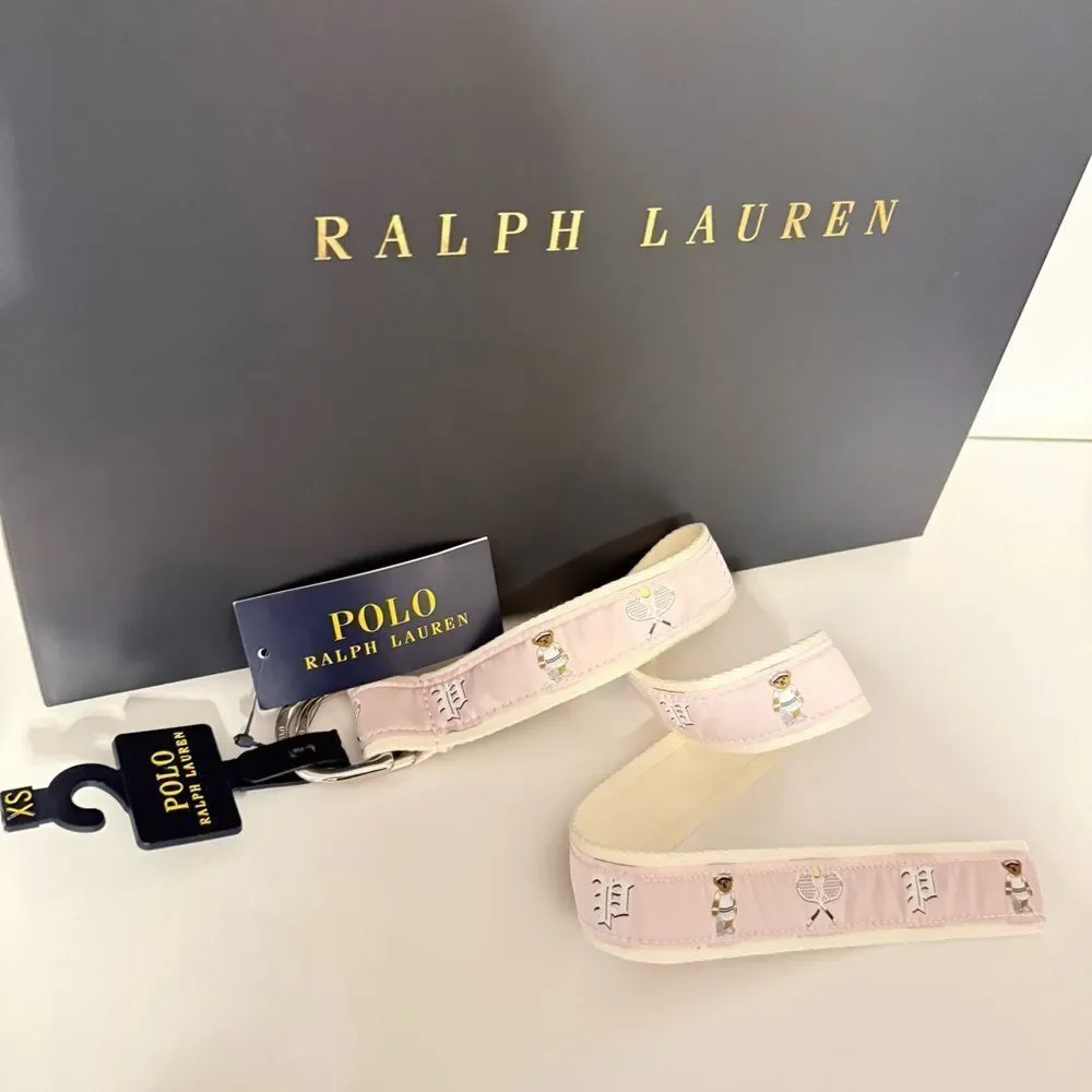 Polo Ralph Lauren Pink Tennis Bear Canvas Belt – Kids XS / Extra Small – NWT